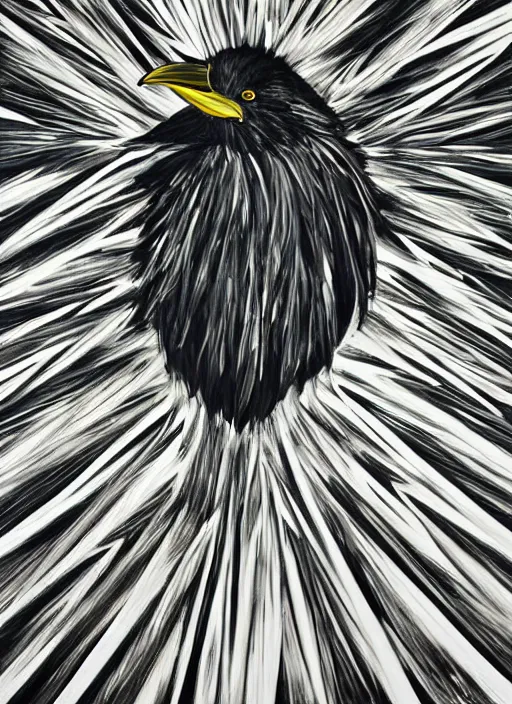 Image similar to black gold silver, crow portrait!!!!!, symmetrical, award - winning painting, abstract, gold and silver shapes, rectangles, geometry, elegant, luxurious, beautiful, pitch black background