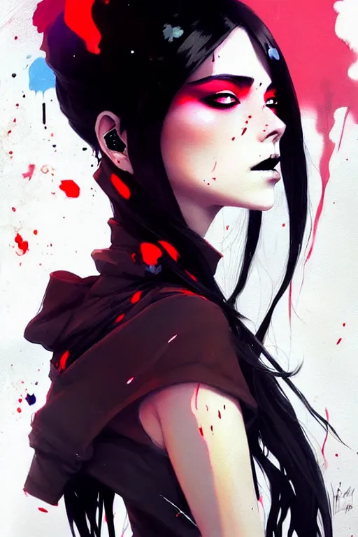 Image similar to a ultradetailed beautiful painting of a stylish goth girl, by conrad roset, greg rutkowski and makoto shinkai trending on artstation