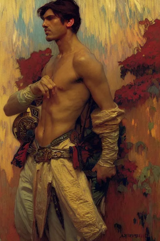 Prompt: attractive man, renaissance, cool colors, painting by gaston bussiere, craig mullins, greg rutkowski, alphonse mucha