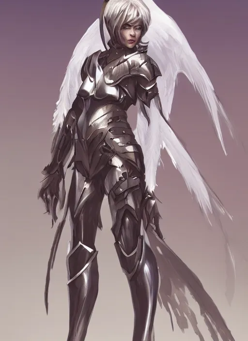 Image similar to concept art. angel knight girl. artstation trending. highly detailed