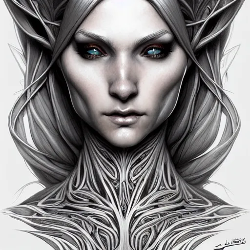 Image similar to digital art, centered head and fullbody of a elven ,intricate, veins, by James Jean and by artgerm , ultradetailed, charachter design, concept art, trending on artstation,