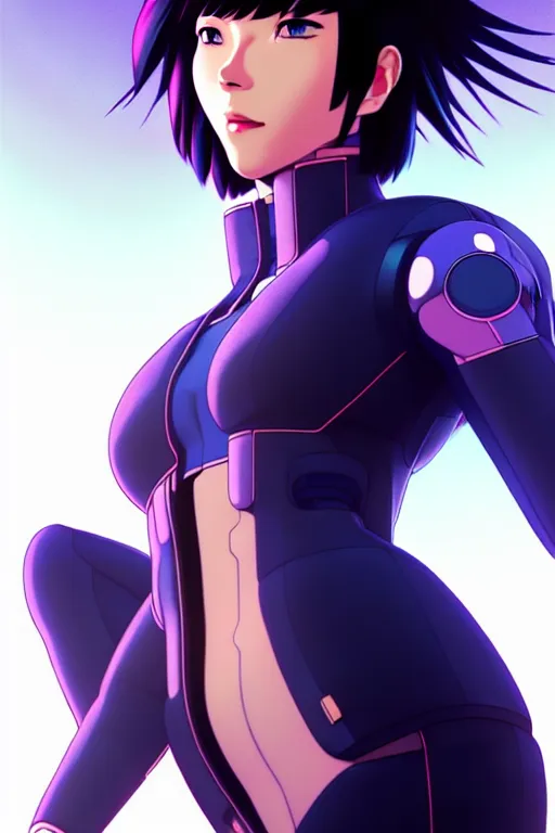 Image similar to a fullbody portrait of motoko kusanagi on top of a tachikoma : : stand alone complex, ghost in the shell, netflix : : by ilya kuvshinov, rossdraws, artgerm, sola digital arts, anti aliasing, raytracing : :