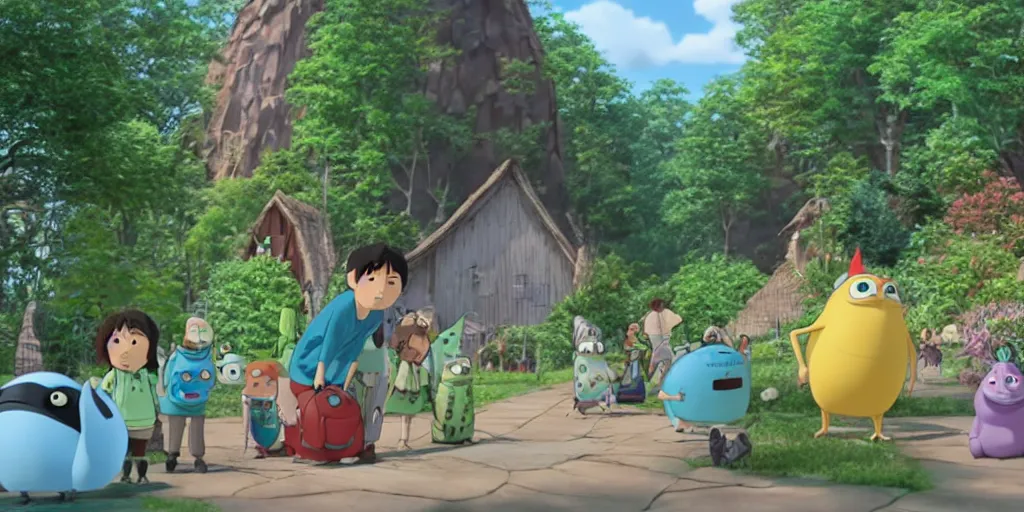 Prompt: a still from the Pixar and Studio Ghibli movie collaboration