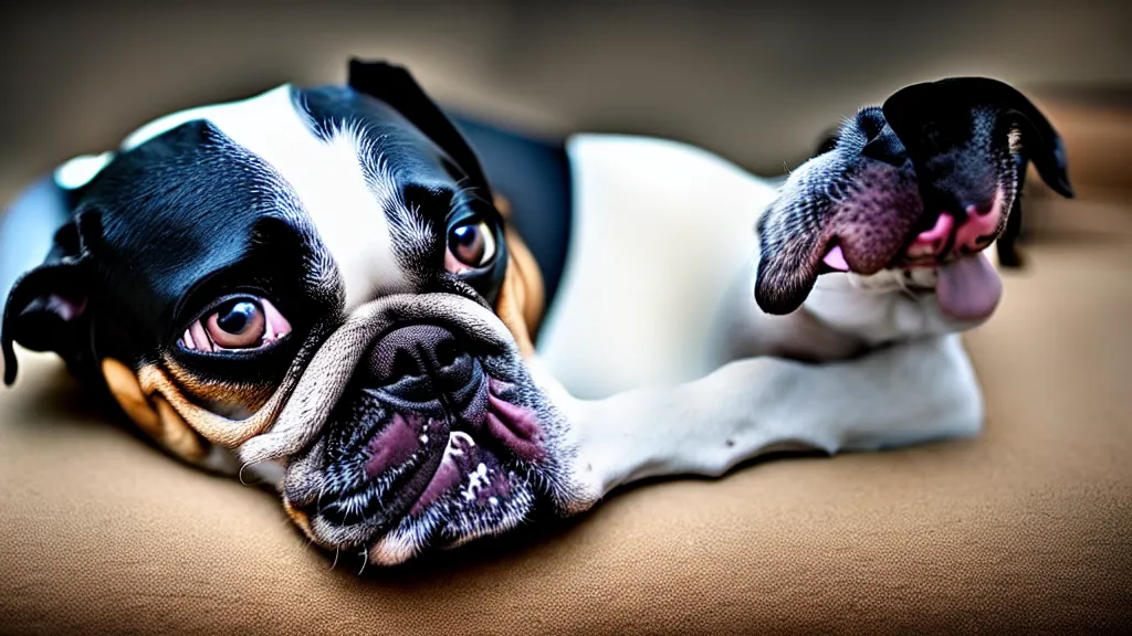 Image similar to dog with down syndrome, 4 k photo with sony alpha a 7 by unknown photographer.