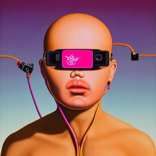 Prompt: alex gross, award winning masterpiece with incredible details, a surreal vaporwave vaporwave vaporwave vaporwave vaporwave painting of an old pink mannequin head wearing vr goggles with cables and wires coming out of it's neck, highly detailed