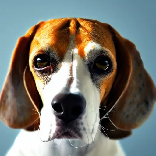 Prompt: “A cartoon of an old Beagle with big exaggerated eyes looks up at the camera sweetly, soft focus, bright colors, high detail”
