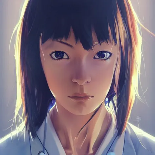 Image similar to manga girl in a white medical uniform with monkey pox, fine - face, olivia wilde, realistic shaded perfect face, fine details. anime. realistic shaded lighting poster by ilya kuvshinov katsuhiro otomo ghost - in - the - shell, magali villeneuve, artgerm, jeremy lipkin and michael garmash and rob rey