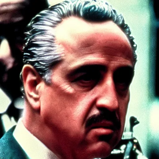 Image similar to the godfather. 5 0 mm, cinematic, technicolor