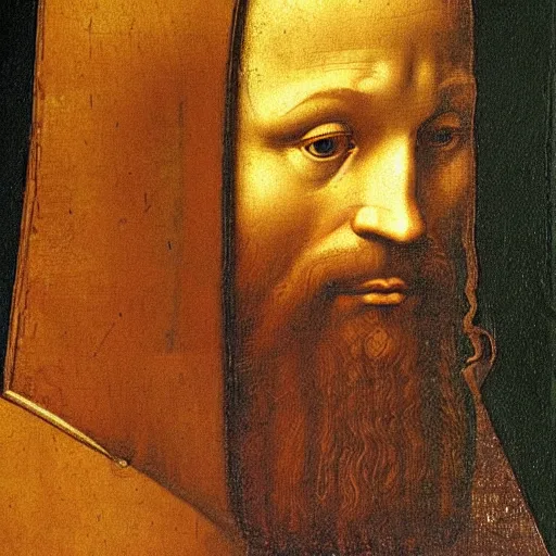 Image similar to nikolaus making a sales call. oil painting. da vinci. extremely detailed