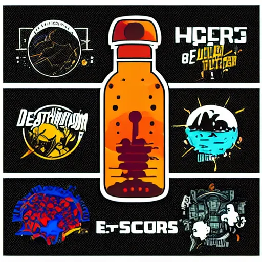 Image similar to in the style of max prentis and deathburger and laurie greasley a vector e-sports sticker logo of a ecosystem in a bottle, highly detailed, colourful, 8k wallpaper