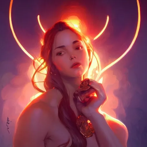 Image similar to gem on fire, highly detailed digital painting, artstation, concept art, smooth, sharp focus, illustration, art by artgerm and greg rutkowski and alphonse mucha