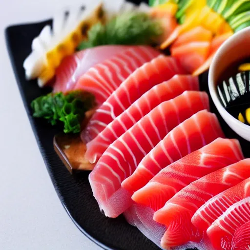 Prompt: sashimi platter, 4k, high definition, realistic, cinematic, centered