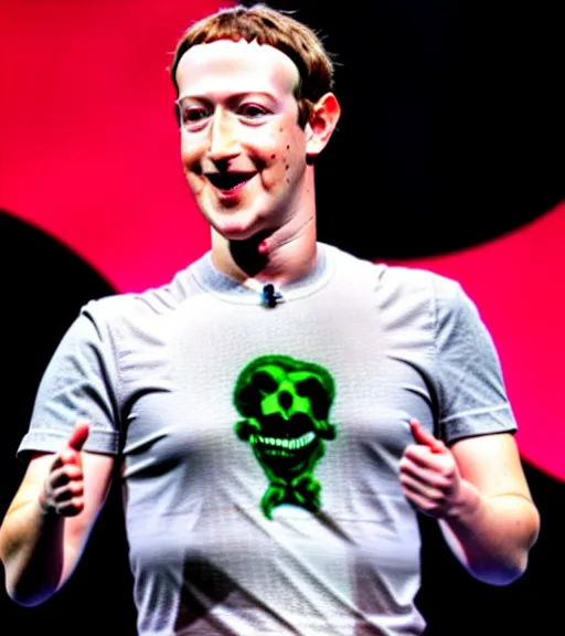 Prompt: demon mark zuckerberg eating the brains of the poor facebook users