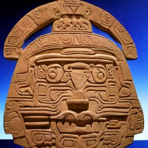 Prompt: mayan carving of dan akroyd piloting a ufo, national geographic, award winning