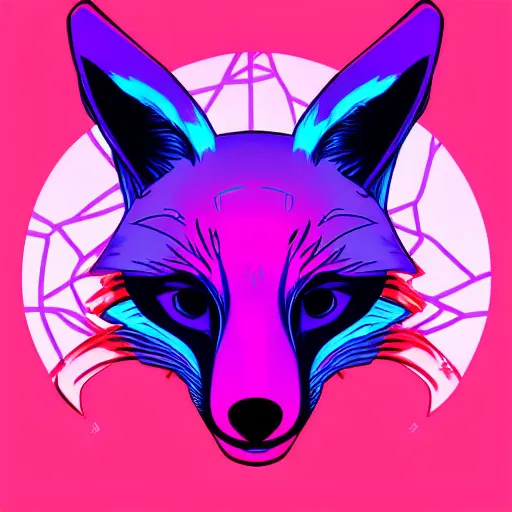 Image similar to synthwave fox, digital art