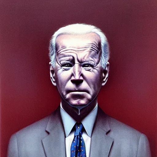 Prompt: surreal, horrifying presidential portrait of joe biden!!!!!!!!!!!!!!!! by Zdzisław Beksiński