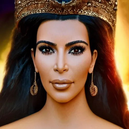 Image similar to kim kardashian in alladin live action, 8k full HD photo, cinematic lighting, anatomically correct, oscar award winning, action filled, correct eye placement,