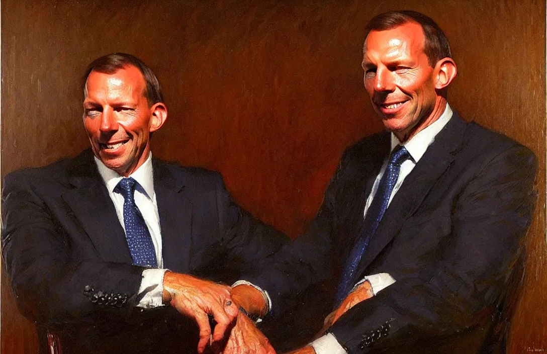 Image similar to portrait of tony abbott australian politician!!!!!!!!!!!!!!!!!!!!!!!!!!!, detailed face, detailed painting,, epic lighting, by ilya repin, phil hale and kent williams