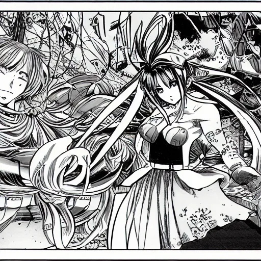 Image similar to panel from a manga , high detail