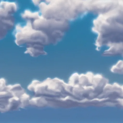 Image similar to puffy peaceful clouds, matte painting, 4k