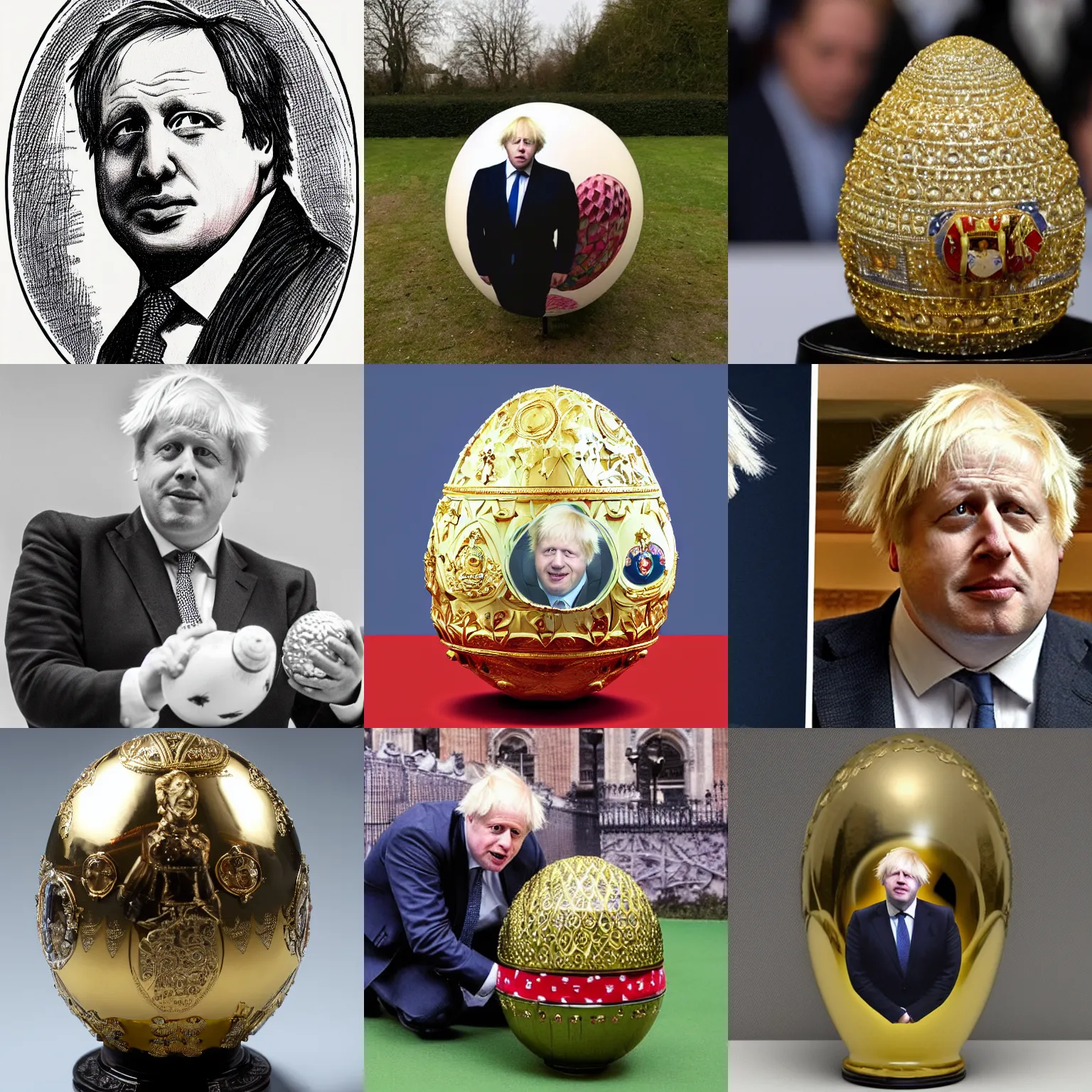 Prompt: boris johnson as a faberge egg