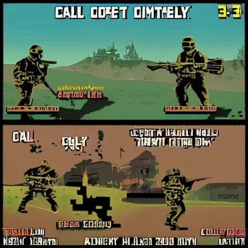 Prompt: Atari 2600 version of Call of Duty