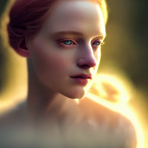 Image similar to photographic portrait of a stunningly beautiful english renaissance female in soft dreamy light at sunset, snowy forest, soft focus, contemporary fashion shoot, in a denis villeneuve and tim burton movie, by edward robert hughes, annie leibovitz and steve mccurry, david lazar, jimmy nelsson, extremely detailed, breathtaking, hyperrealistic, perfect face, octane render