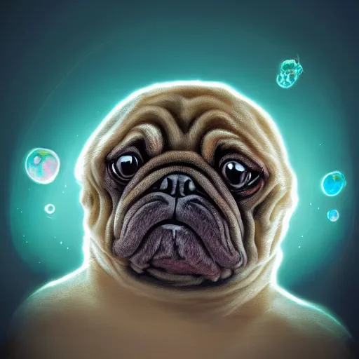 Image similar to A tardigrade with the eyes and mouth of a pug, national geographic-file-photograph, paywall-content, premium-award-winning, trending on artstation