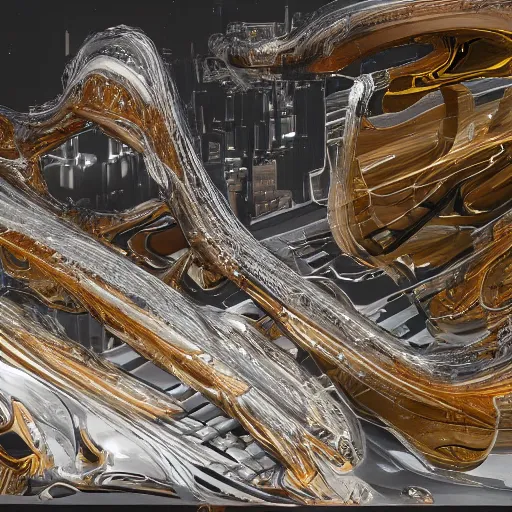 Image similar to digital sci-fi oily gloss reflection zaha hadid airport motherboard wall structure with organic forms in liquid and oil on the coronation of napoleon painting, on moon with medium size man walking with black background and digital billboard in the middle. unreal engine 5, keyshot, octane, artstation trending, by Zaha Hadid architects, by Matrix film color, high contrast pinterest black plastic, dark atmosphere pinterest tilt shift, 4k, 8k, 16k.