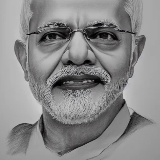 Image similar to detailed pencil sketch, narendra modi