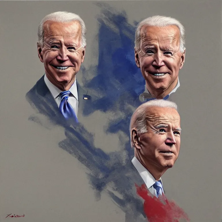 Image similar to Joe Biden, painted by zdzislaw besksinski