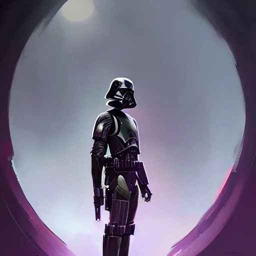 Prompt: star wars concept art by greg rutkowski, a soldier of the galactic dominion, wearing a purple tactical gear, highly detailed portrait, digital painting, artstation, concept art, smooth, sharp foccus ilustration, artstation hq