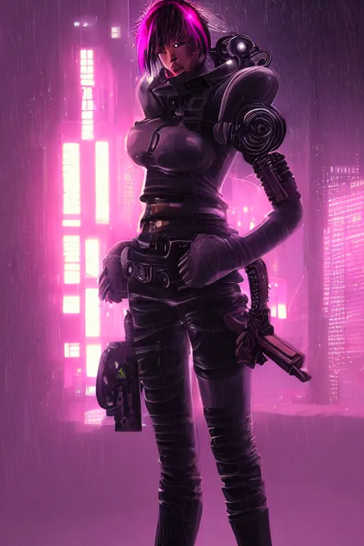 Image similar to portrait futuristic confidence cyberpunk young female Musketeer, in futuristic stormy heavy snowy tokyo rooftop cyberpunk night, ssci-fi, fantasy, intricate, very very beautiful, elegant, neon light, highly detailed, digital painting, concept art, human anatomy, soft light, hdri, smooth, sharp focus, illustration, art by tian zi and craig mullins and WLOP and alphonse mucha