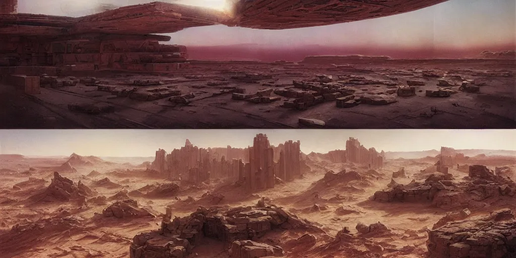 Image similar to supernova, neo brutalism space station ruins in the mars desert, painted by steve mccurry, ruan jia, raymond swanland, lawrence alma tadema, zdzislaw beksinski, norman rockwell, jack kirby, tom lovell, alex malveda, greg staples