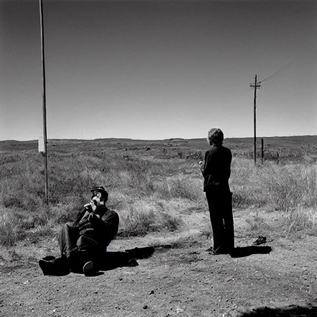 Image similar to resting smoking a joint at the end of the world, photo by william eggelston