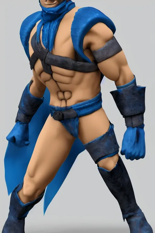 Image similar to sub - zero from mortal kombat 3 d render