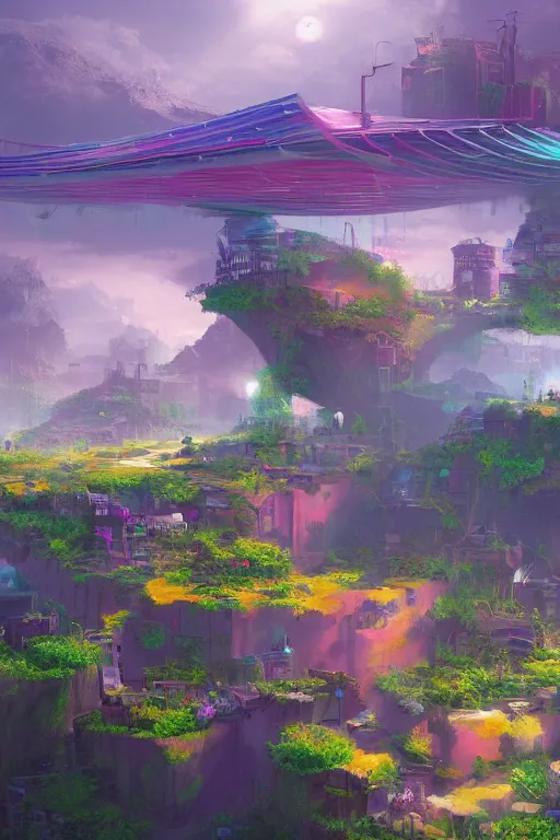 Image similar to beautiful matte colorful solarpunk landscape artstationhq behance