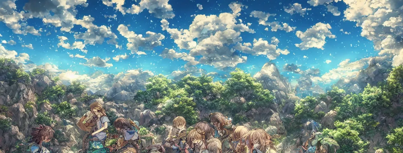 Prompt: a beautiful, dreamy, wistful sky filled with raining rocks. hyperrealistic anime background illustration by kim jung gi, colorful, extremely detailed intricate linework, smooth, super sharp focus, bright colors, high contrast, matte, octopath traveler, unreal engine 5 highly rendered, global illumination, radiant light