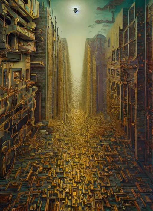 Image similar to hyper detailed 3d render like a Oil painting - the immanentization of the eschaton by Jacek Yerka, Mariusz Lewandowski, Houdini algorithmic generative render, Abstract brush strokes, Masterpiece, Edward Hopper and James Gilleard, Mark Ryden, Wolfgang Lettl, hints of Yayoi Kasuma, octane render, 8k