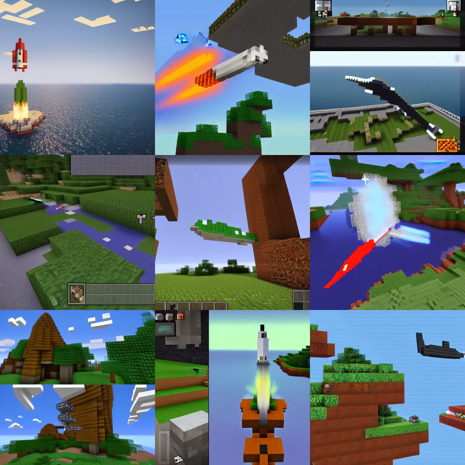 Prompt: A minecraft screenshot of a whale as a rocket in minecraft, minecraft screenshot of a whale launching into space 35mm, f/1.4, f1.8 anamorphic, bokeh, 4k, Canon, Nikon