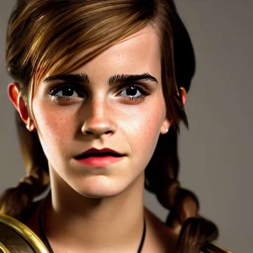 Image similar to Emma Watson modeling as Ilia from Zelda, (EOS 5DS R, ISO100, f/8, 1/125, 84mm, postprocessed, crisp face, facial features)