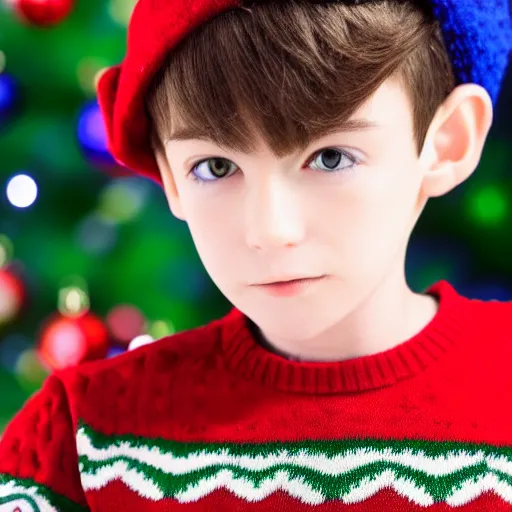 Image similar to anime boy wearing a christmas jumper highly detailed, smooth, sharp focus