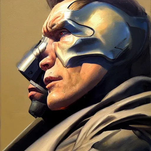 Image similar to greg manchess portrait painting of the t - 8 0 0 terminator, medium shot, asymmetrical, profile picture, organic painting, sunny day, matte painting, bold shapes, hard edges, street art, trending on artstation, by huang guangjian and gil elvgren and sachin teng