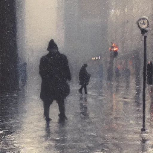 Image similar to the darkest winter, New York City, by saul leiter, hyper detailed