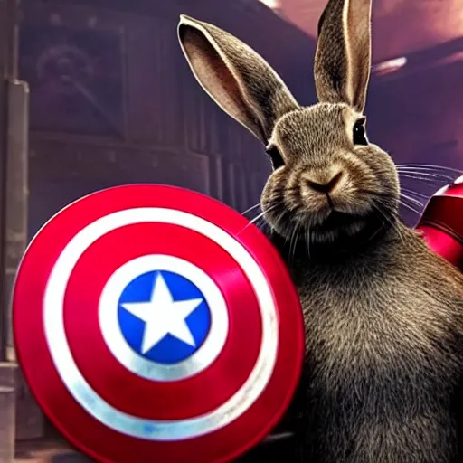 Prompt: a rabbit in the movie Avengers