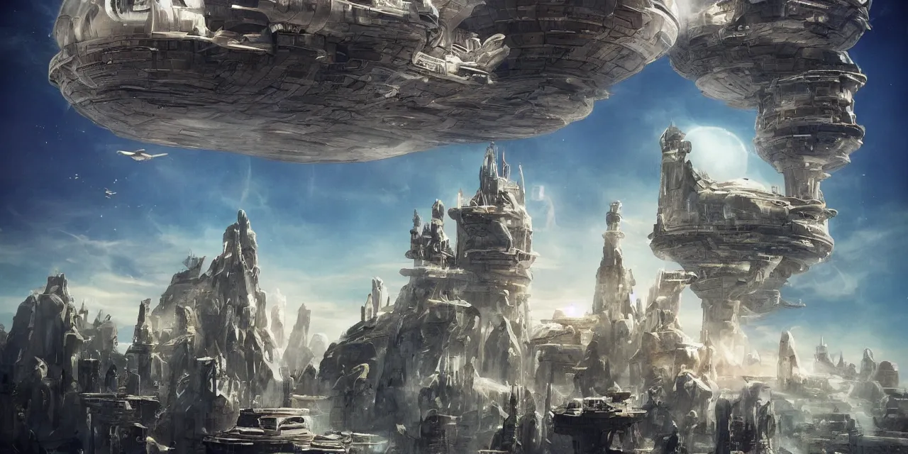 Image similar to the cloud city was a sight to behold for the weary travelers, sci fi fantasy, pirates meet cowboys