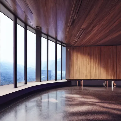 Image similar to wood room with a view of a nebula, modern architecture, cinematic, high quality, 8k