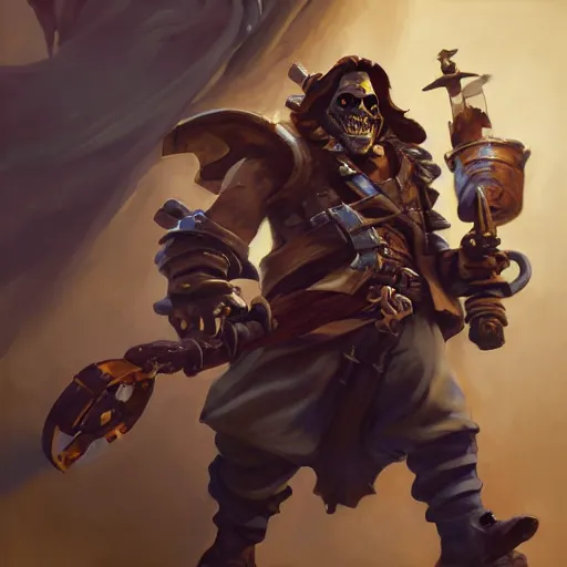 Image similar to greg manchess portrait painting of partially armored undead pirate captain lechuck as overwatch character, medium shot, asymmetrical, profile picture, organic painting, sunny day, matte painting, bold shapes, hard edges, street art, trending on artstation, by huang guangjian, gil elvgren, ruan jia, greg rutkowski, gaston bussiere