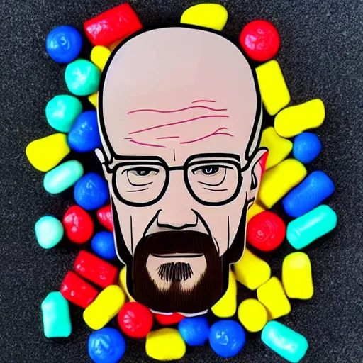 Prompt: walter white made of candy