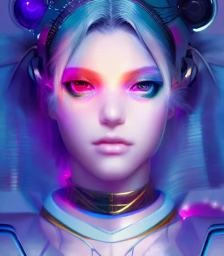 Image similar to beautiful portrait of the cyberpunk goddess Sailor Moon , character design by charlie bowater, ross tran, artgerm, and makoto shinkai, detailed, soft lighting, rendered in octane